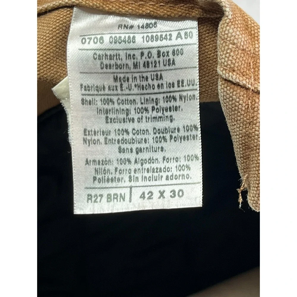 Carhartt 42 x 30 Duck Insulated Bib Overalls R27  Double Knee Union Made USA - Picture 15 of 15